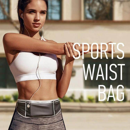 YSU Ultra-Thin Waterproof Phone Waist Bag for Running shown on a female runner wearing the slim, breathable waterproof waist bag