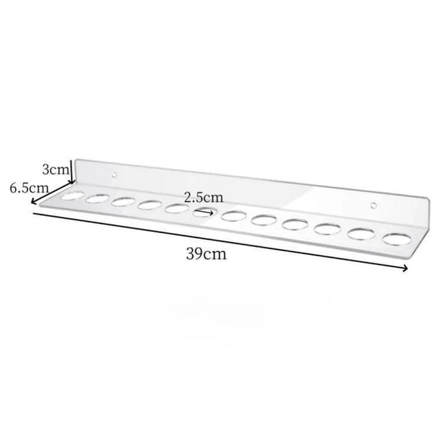 YX162 Acrylic Scissors Wall Mount Bracket 12 Hole Organizer - clear 39x6.5x3cm acrylic wall scissor holder with 12 circular slots and mounting screws