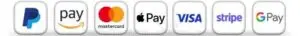 Logos of various payment methods including PayPal, Mastercard, Apple Pay, Visa, Stripe, and Google Pay.
