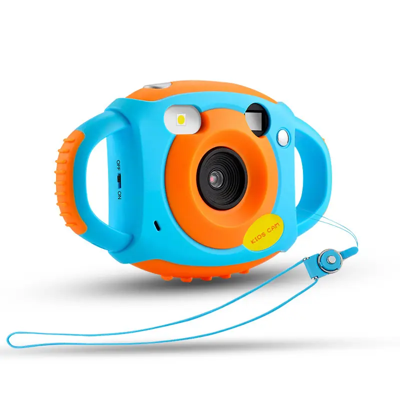 Fun Kids' Digital Camera for Creative Adventures and Smiles! 1 A Blue And Orange Kids Digital Camera With A Strap And Large Buttons For Easy Use.