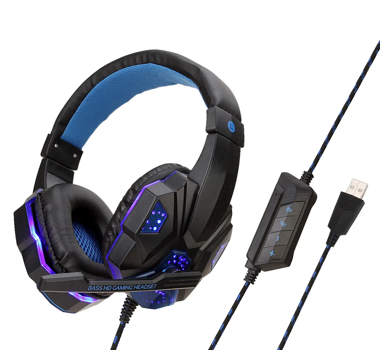 Immersive Sound with Soyto SY830MV Wired Gaming Headphones 4 Black And Blue Wired Gaming Headset With Led Lights And Adjustable Microphone.
