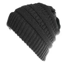 Chic Mixed Color Knitted Ponytail Hat for Ladies 8 Black Knit Beanie Hat With A Ribbed Texture And A Slouchy Design.