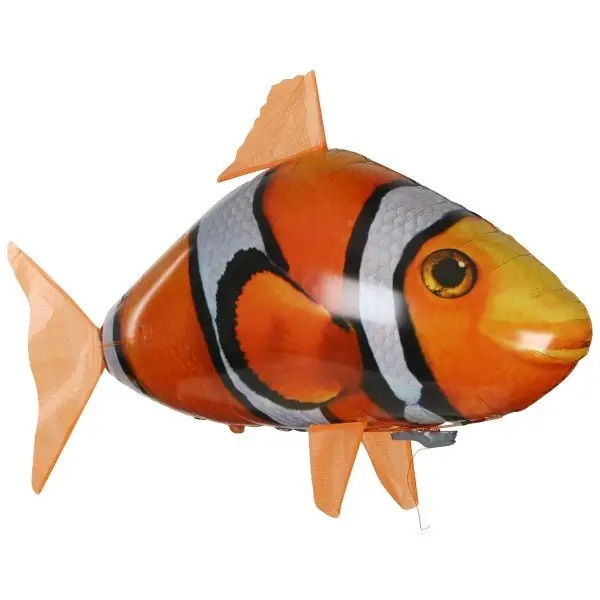 Remote Control Shark Toy - Swim and Fly, Fun for All Ages 4 Inflatable Clownfish Toy With Orange And Black Stripes, Resembling A Tropical Fish.