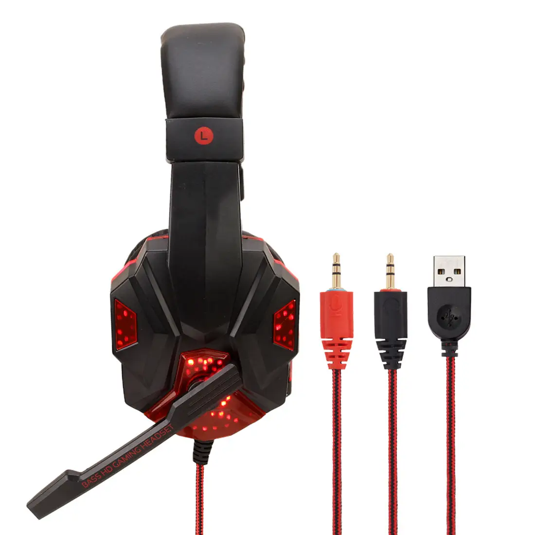 Immersive Sound with Soyto SY830MV Wired Gaming Headphones 7 Black And Red Gaming Headset With A Microphone And Multiple Connection Cables Including Usb And Audio Jacks.