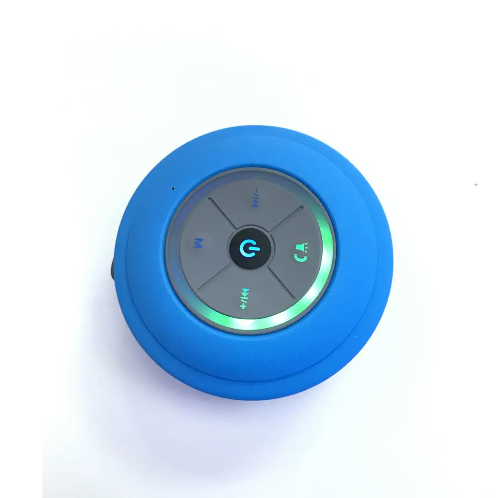 Portable Waterproof Bluetooth Speaker: Ultimate On-the-Go Sound Companion 5 Blue Round Bluetooth Speaker With Control Buttons And Led Indicators On The Top Surface.