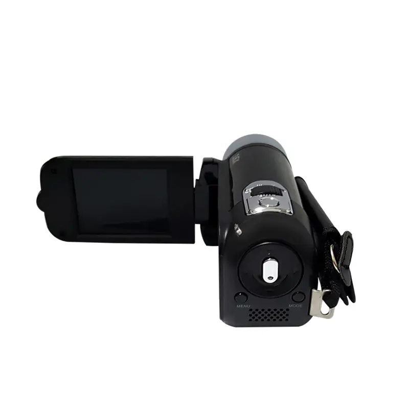 16MP HD Digital Camera - Perfect Gift for Photography Lovers 2 Black Digital Video Camera With A Flip-Out Screen And Control Buttons On The Side.