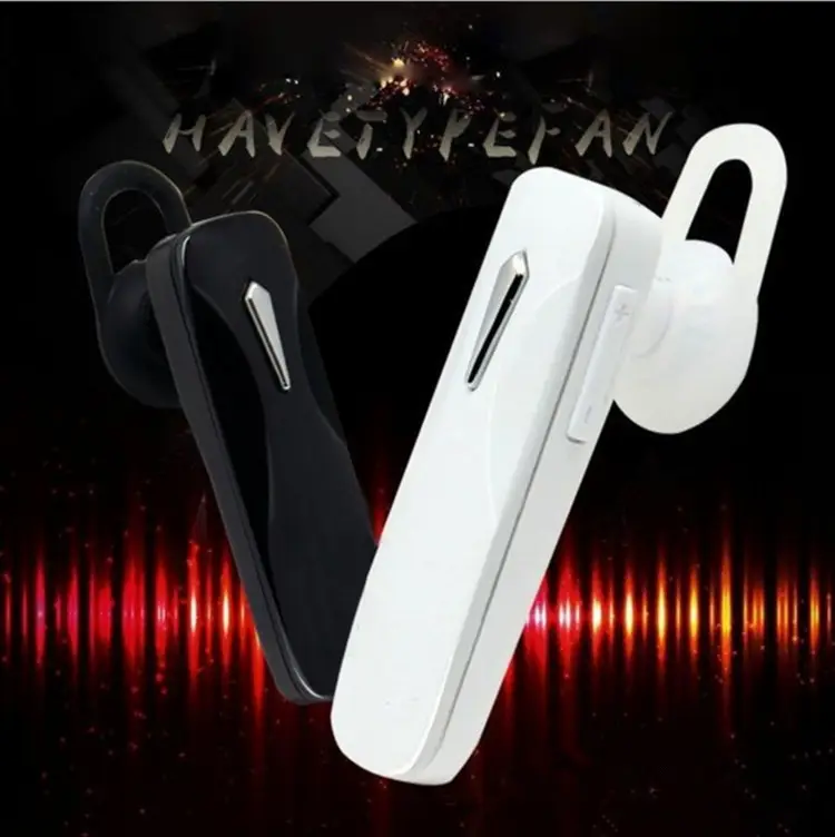 Drive comfortably with the M163 Bluetooth Headset: Ideal for Hands-Free Calls 1 Wireless Bluetooth Earphones In Black And White Colors With A Sleek Design And Ear Hook.