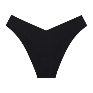 Black V-shape women's underwear with a smooth finish and minimal design.