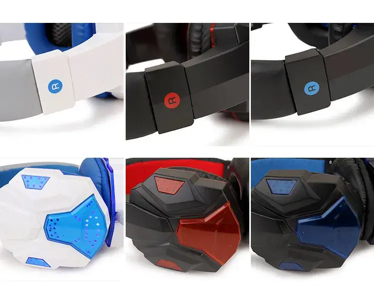 Immersive Sound with Soyto SY830MV Wired Gaming Headphones 20 Headphones With Adjustable Ear Cups In Various Colors, Featuring Distinct Designs On The Ear Pads.