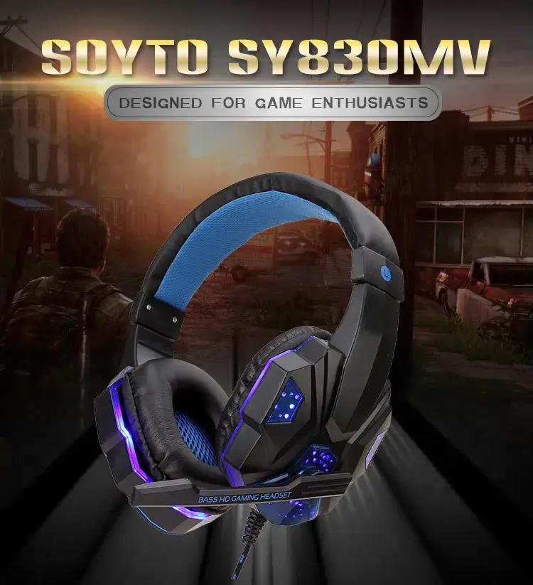 Immersive Sound with Soyto SY830MV Wired Gaming Headphones 22 Soyto Sy830Mv Gaming Headset With Blue Led Lights And Padded Ear Cups For Comfort.