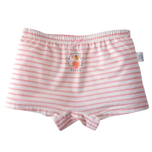 Pink and white striped children's shorts with an owl graphic on the front.