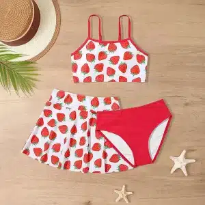 Adorable Ruffled Three-Piece Girls' Swimsuit Set for Summer Fun
