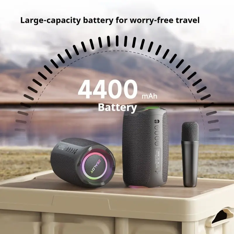 Ultimate Party Companion: Wireless Karaoke Speaker with Microphone - Sing Anytime, Anywhere 3 Portable Bluetooth Speaker With A Large-Capacity 4400 Mah Battery For Travel Convenience.