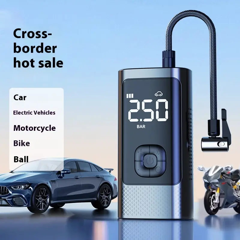 Portable Wireless Tire Inflator – Inflate Anywhere, Anytime! 1 Digital Air Pump With A Display Showing 250 Bar, Designed For Inflating Car Tires, Bicycles, And Sports Equipment.