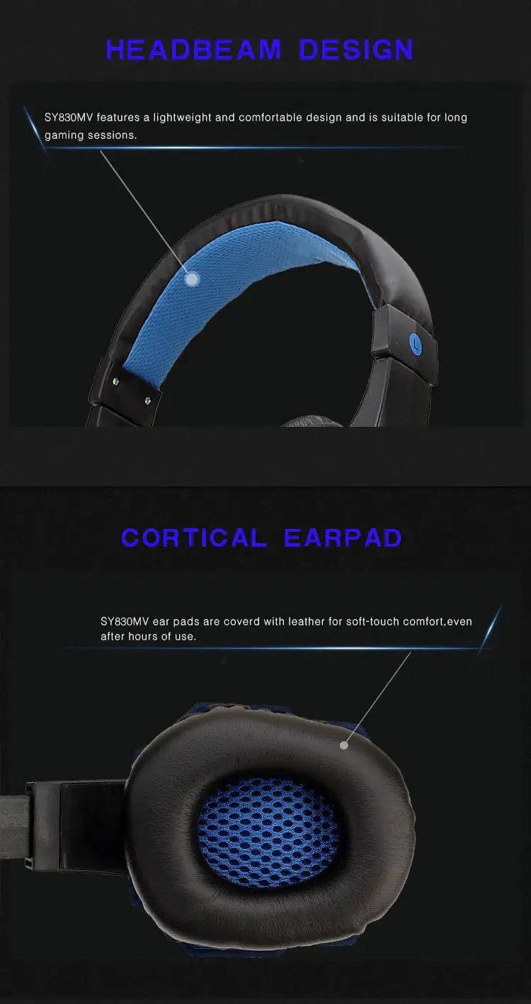 Immersive Sound with Soyto SY830MV Wired Gaming Headphones 15 Gaming Headset With A Lightweight Design And Soft-Touch Ear Pads For Comfort During Extended Use.