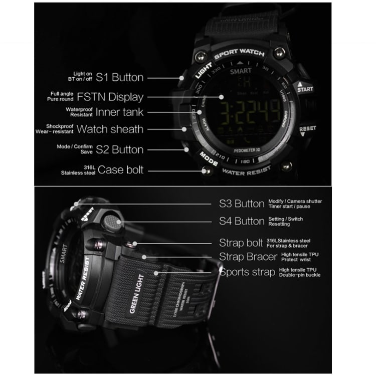 EX16 1.12" Sport Smart Watch, FSTN LCD, IP67 Waterproof, Pedometer, Android & iOS 20 Ex16 1.12&Quot; Sport Smart Watch, Fstn Lcd, Ip67 Waterproof, Pedometer, Android &Amp; Ios - Image 20