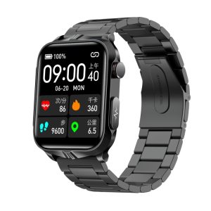 Black Steel IP68 Waterproof Smart Watch with ECG & Stress Monitoring