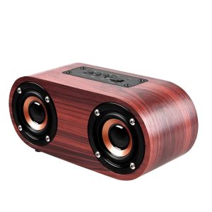 Classic Red/Walnut Wooden Q8 Bluetooth Speaker - Double Horns for Superior Sound
