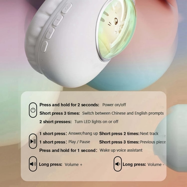 B4 RGB Cartoon Stereo Wireless Bluetooth Headphones - Cat & Squirrel Design 4 B4 Rgb Cartoon Stereo Wireless Bluetooth Headphones - Cat &Amp; Squirrel Design - Image 4