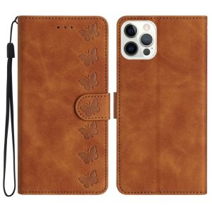 Butterfly-Embossed Leather iPhone 13-14 Pro Max Case - Elegant Protection