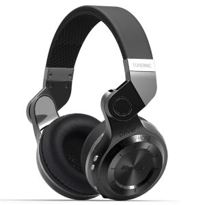 Wireless over-ear headphones with a sleek design and cushioned ear pads for comfort.