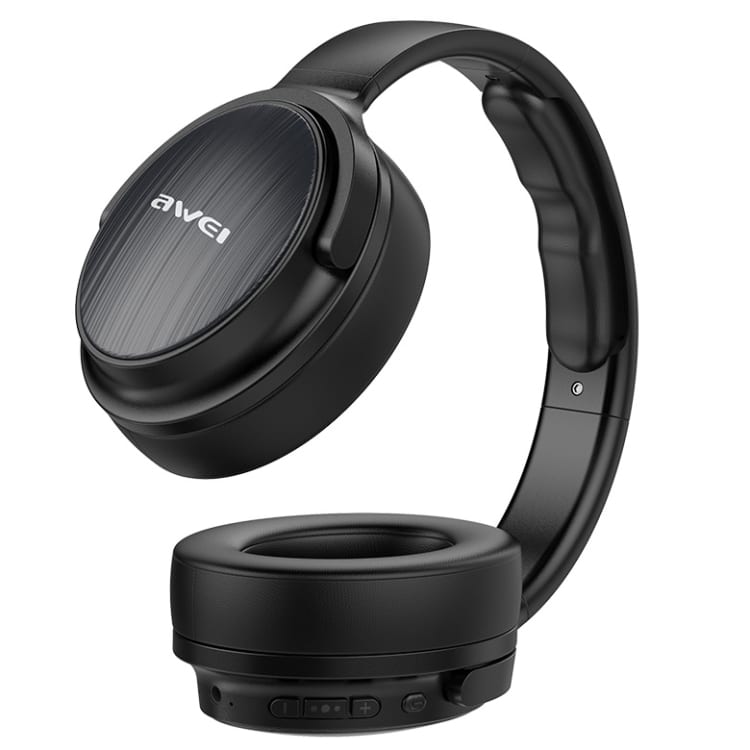 Awei A780BL Foldable Bluetooth 5.0 Headphones with Aux - Premium Sound Quality 3 Black Over-Ear Headphones With A Sleek Design And Control Buttons On The Earcup.