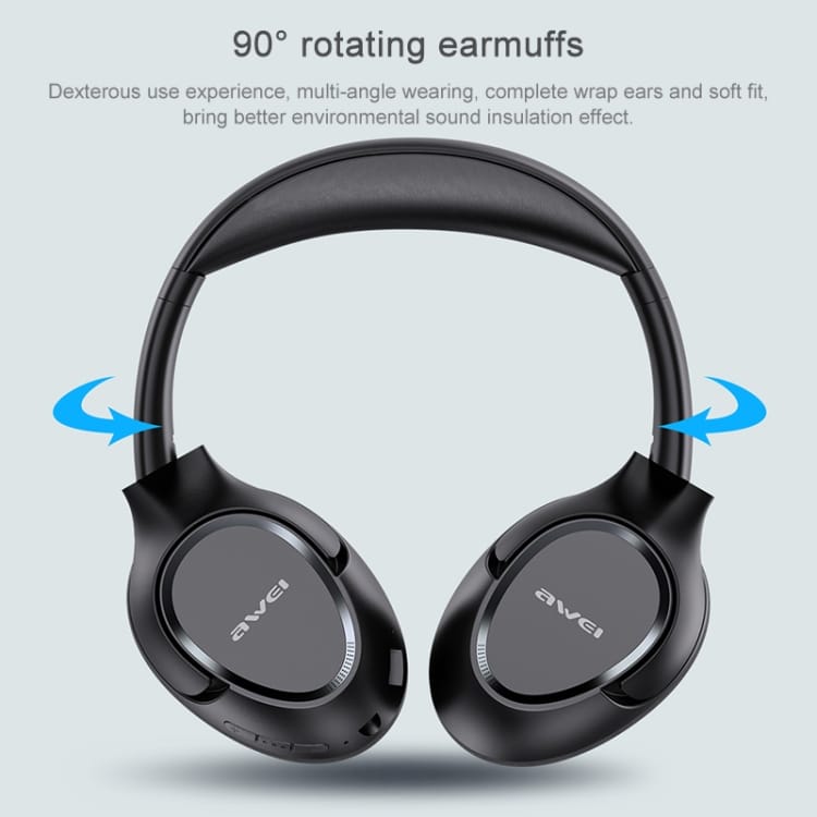 AWEI A770BL Bluetooth 5.0 Wireless Headset - Superior Stereo Sound & Connectivity 9 Headphones With 90-Degree Rotating Earcups Designed For Comfort And Sound Insulation.