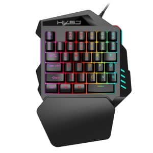 HXSJ V100 Mechanical Gaming Keyboard, Blue Axis, 35-Keys, 7-Color Backlight
