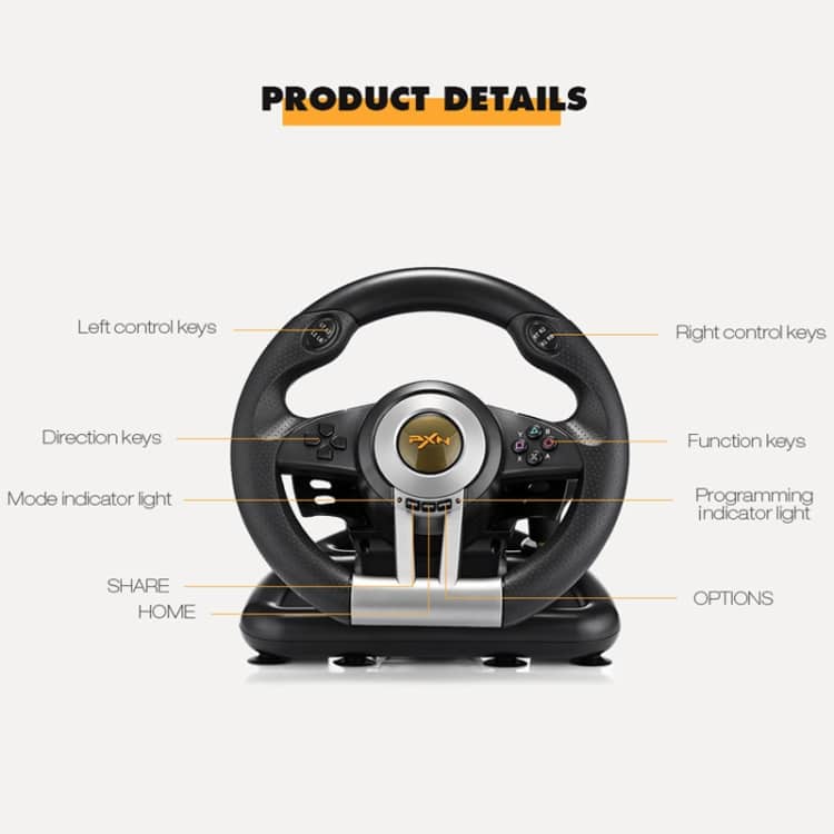 PXN-V3 Racing Steering Wheel for PC/PS3/4, Xbox One, Nintendo Switch - Immersive Gaming 9 Pxn-V3 Racing Steering Wheel For Pc/Ps3/4, Xbox One, Nintendo Switch - Immersive Gaming - Image 9