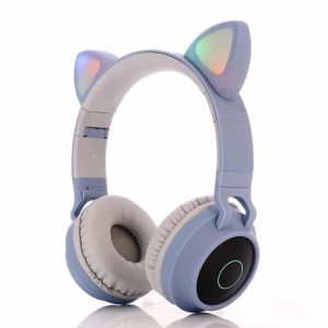 Wireless Cat Ear Headphones with Mic & LED Lights - Cute & Functional Design