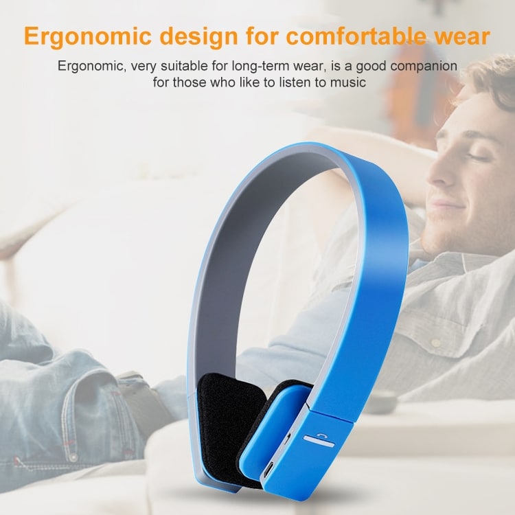 Wireless Bluetooth Stereo Earphones with Mic - AEC BQ618: Crystal Clear Sound, Perfect Fit, Ultimate Convenience 4 Blue Wireless Headphones With An Ergonomic Design For Comfortable Listening.