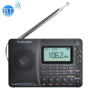 K-603 Portable Full Band Stereo Radio with Bluetooth & TF Card Support
