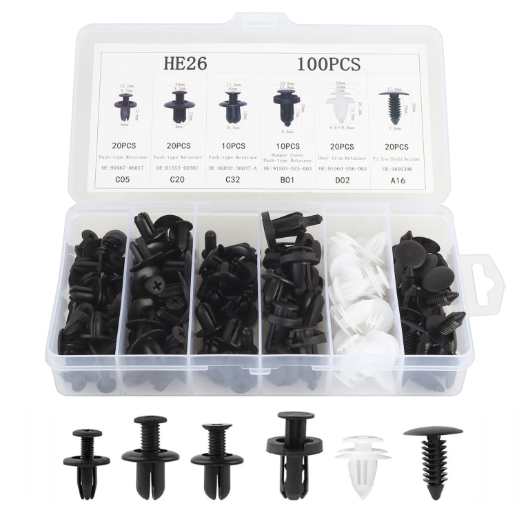 100-Piece Set: Universal Car Plastic Fasteners & Rivet Clips for Effortless Repairs 1 100-Piece Set: Universal Car Plastic Fasteners &Amp; Rivet Clips For Effortless Repairs