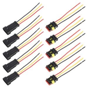 10pcs 3P Car Waterproof Plug Set - Easy Plug-In, 10cm Length