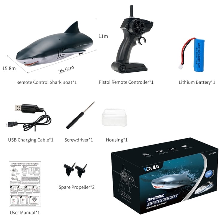 YDJ-818 2.4G RC Shark Boat - High-Speed Remote Control for Thrilling Adventures 2 Ydj-818 2.4G Rc Shark Boat - High-Speed Remote Control For Thrilling Adventures - Image 2