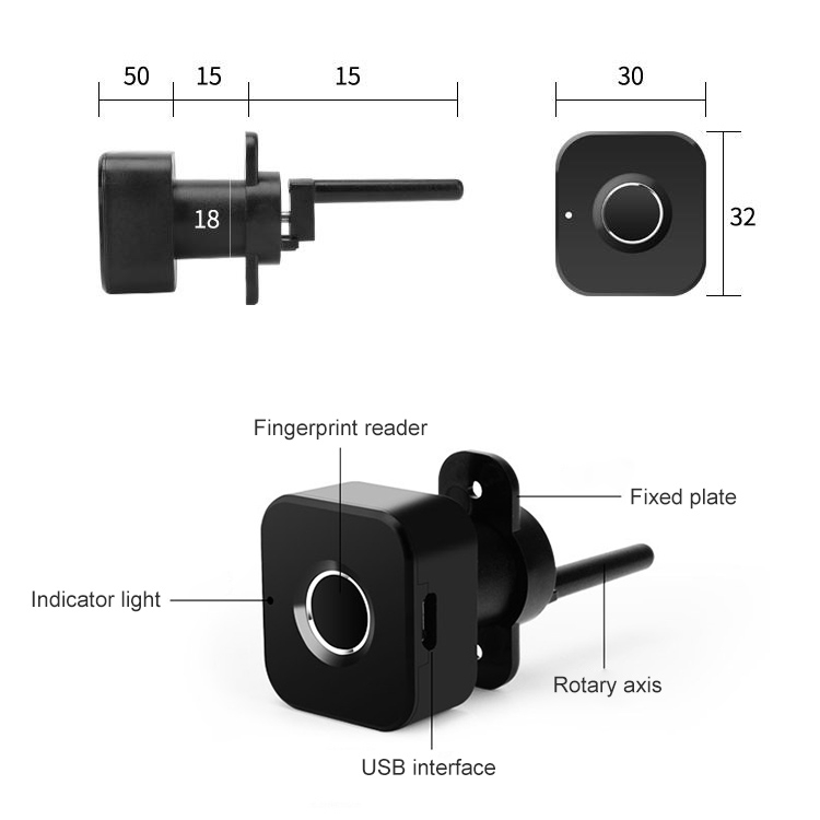 Smart Semiconductor Fingerprint Lock with Triple Drawer & Micro USB Charging 3 Smart Semiconductor Fingerprint Lock With Triple Drawer &Amp; Micro Usb Charging - Image 3