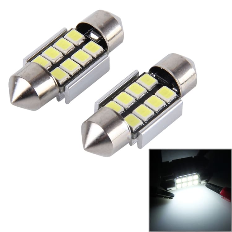 2 PCS 31mm Festoon 3W 300LM White Canbus Car Reading Lamps, 8 LED 3528 SMD 1 2 Pcs 31Mm Festoon 3W 300Lm White Canbus Car Reading Lamps, 8 Led 3528 Smd