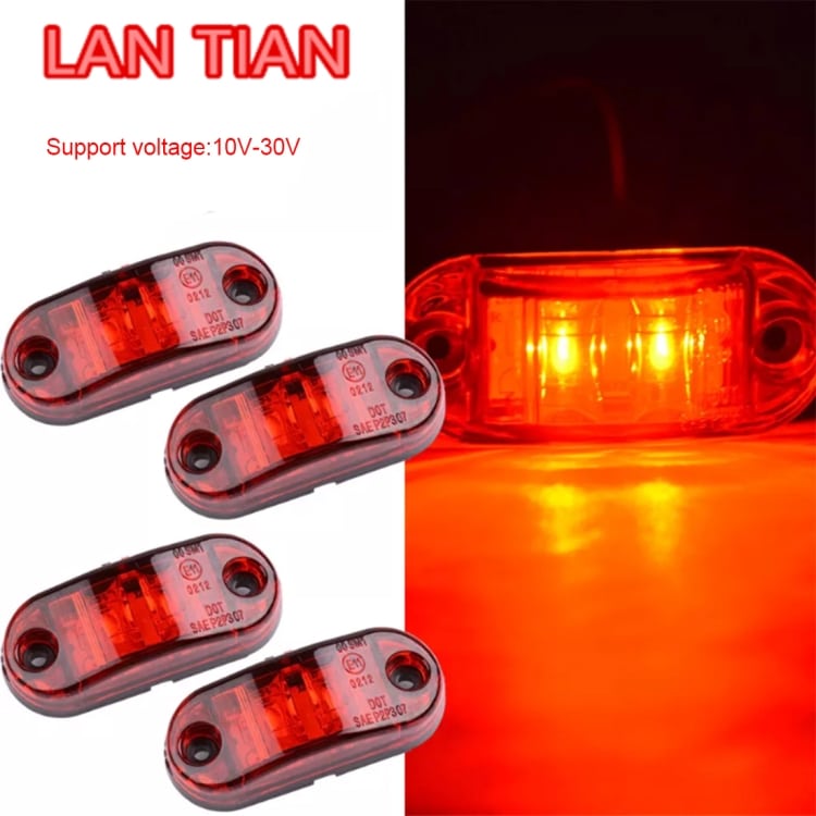 10 PCS Red LED Side Marker Lights for Car Truck Trailer, 10-30V, Blinker Bulb 2 10 Pcs Red Led Side Marker Lights For Car Truck Trailer, 10-30V, Blinker Bulb - Image 2