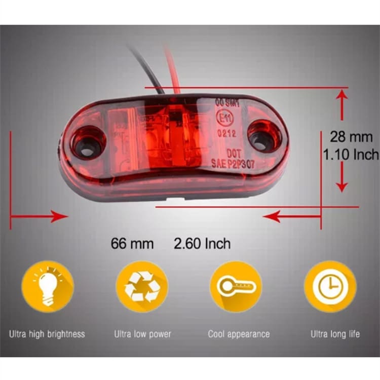 10 PCS Red LED Side Marker Lights for Car Truck Trailer, 10-30V, Blinker Bulb 4 10 Pcs Red Led Side Marker Lights For Car Truck Trailer, 10-30V, Blinker Bulb - Image 4