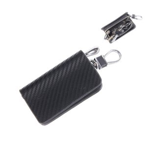 Carbon Fiber Texture Waist Hanging Wallet Key Holder Bag - Universal Leather