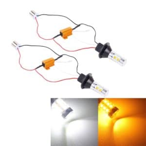 2 PCS 10W 1156/BA15S/BAU15S White/Yellow DRL&Turn Light + 20 SMD-5730-LED