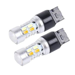 2 PCS T20/7443 10W LED Turn Signal Light 6000K White + Yellow Light 1000 LM