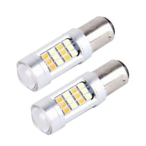 2 PCS 1157 10W Turn Signal Light, 1000 LM, White+Yellow, 42 SMD-2835-LED, DC 12-24V