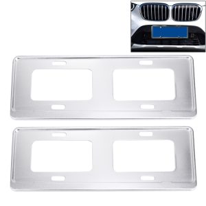 2 PCS Silver Car License Plate Magnesium Alloy Bracket Holder - Durable Stand Mount