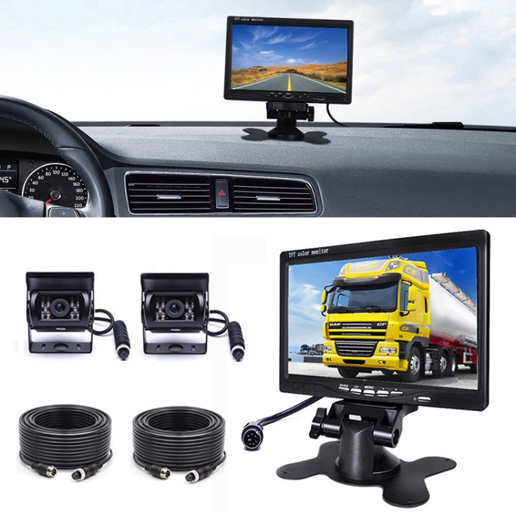 7" HD Car Dual Camera Rearview Mirror Monitor + 2 x 10m Cable Kit 1 7&Quot; Hd Car Dual Camera Rearview Mirror Monitor + 2 X 10M Cable Kit