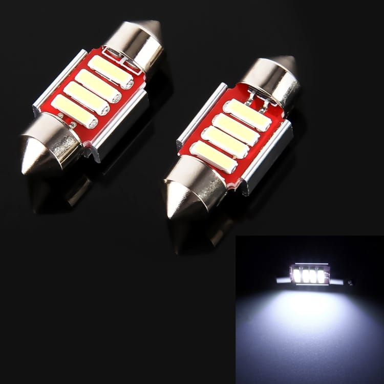 2 PCS 2W 100 LM 6000K LED Car Dome Lamp Reading Light, 31MM, 4 SMD-7020, DC 12V 1 2 Pcs 2W 100 Lm 6000K Led Car Dome Lamp Reading Light, 31Mm, 4 Smd-7020, Dc 12V