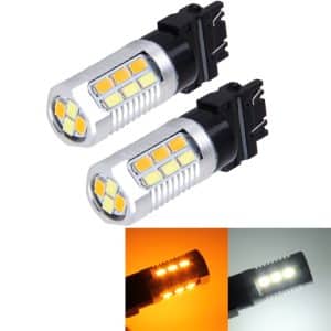 2 PCS T25-3157 6W 22 SMD-5730-LEDs White + Yellow Light Bulbs - Bright & Versatile
