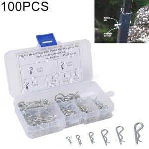 100 PCS Zinc Plated Cotter R Tractor Clip Pin - Heavy Duty for Car, Boat, Garages