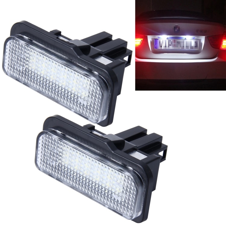 Upgrade with 2 PCS Canbus License Plate Lights for Benz - Bright 24 SMD-3528 Lamps 1 Upgrade With 2 Pcs Canbus License Plate Lights For Benz - Bright 24 Smd-3528 Lamps
