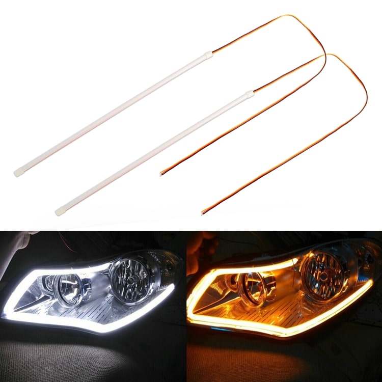 2 PCS 60cm DC12V Ultra-thin Car Double Colors Turn & Running Lights 1 2 Pcs 60Cm Dc12V Ultra-Thin Car Double Colors Turn &Amp; Running Lights